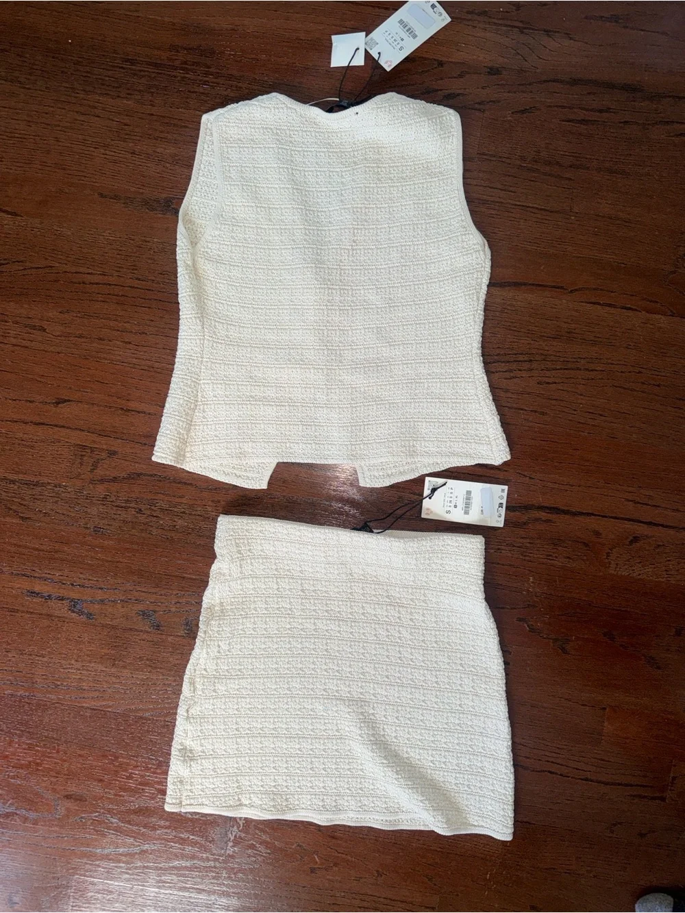 NWT Zara Cream Textured Mini Skirt & Top - Elegant Summer Staple